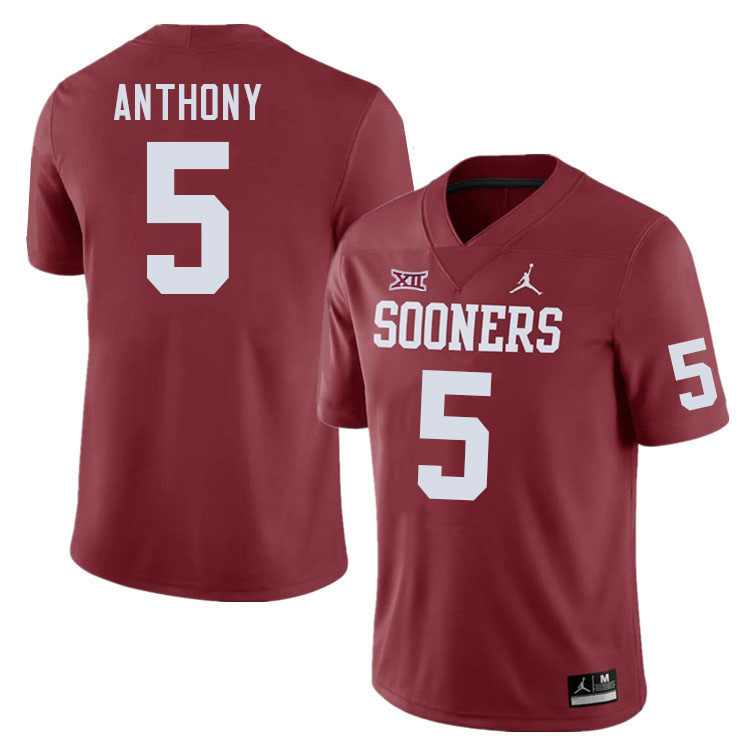 Men #5 Andrel Anthony Oklahoma Sooners College Football Jerseys Stitched-Crimson - Click Image to Close
